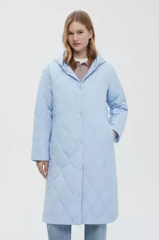 Утепленное пальто А-силуэта с капюшоном