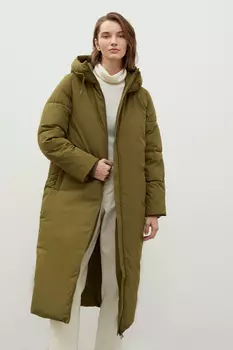 Утепленное пальто oversize с капюшоном
