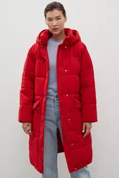 Утепленное пальто с капюшоном