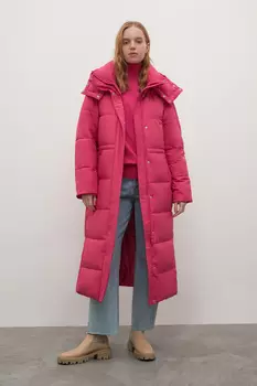 Утепленное пальто с талией на кулиске