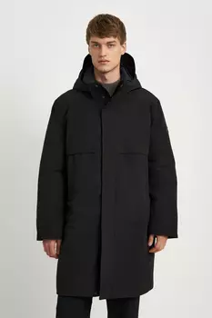 Утепленное пальто со съемным капюшоном