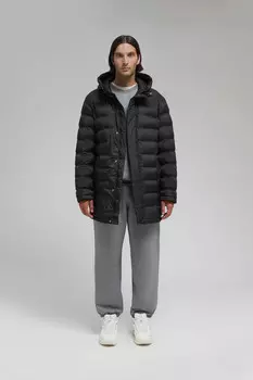 Утепленное полупальто с капюшоном