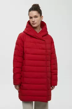 Утепленное полупальто с капюшоном