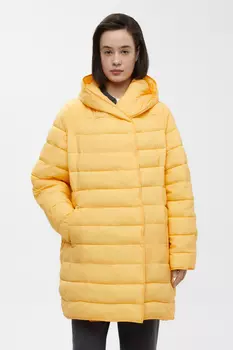 Утепленное полупальто с капюшоном