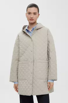 Утепленное полупальто с накладными карманами