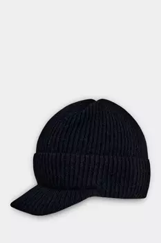 Вязаная шапка с козырьком из шерсти