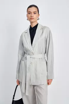 Жакет изо льна с поясом и карманами