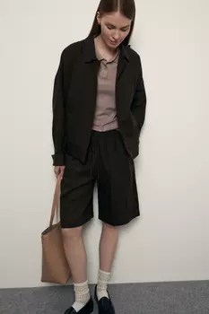 Жакет с добавлением льна и отложным воротником