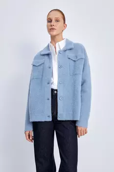 Жакет с высоким ворсом и нагрудными карманами