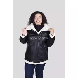 Дублёнка укороченная с белым мехом