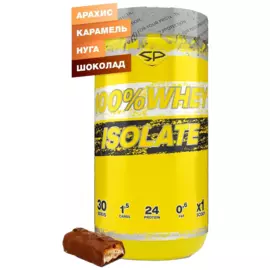 100% WHEY ISOLATE , вкус Арахис - Карамель - Нуга - Шоколад (Сникерс), 900 г, SteelPower