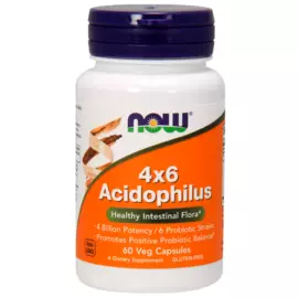 Ацидофилус 4х6, 60 вегетарианских капсул, NOW