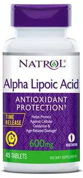 Альфа-липоевая кислота, 600 мг, 45 таблеток пролонгированного высвобождения, Natrol