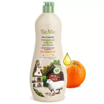 Антибактериальный гипоаллергенный чистящий эко крем для кухни с эфирным маслом «Апельсин», 500 мл, BioMio