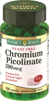 Бездрожжевой пиколинат хрома, 100 таблеток, Nature's Bounty