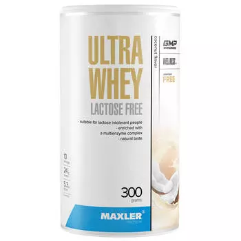 Безлактозный протеин Ultra Whey Lactose Free, вкус Кокос, 300 г, MAXLER