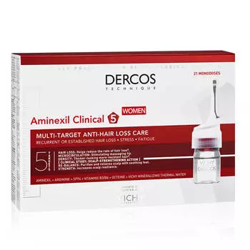 Dercos Aminexil Intensive 5 Средство против выпадения волос для женщин, 21 ампула, VICHY
