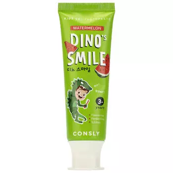 Детская гелевая зубная паста DINO's SMILE c ксилитом и вкусом арбуза, 60г, Consly