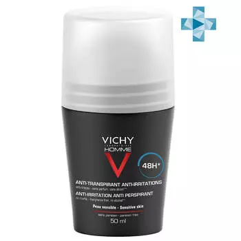 Дезодорант-шарик мужской 48ч для чувствительной кожи, 50 мл, VICHY
