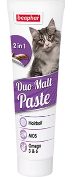 Duo Malt Paste для выведения шерсти из кишечника с олигосахаридами и Омега-6, 100 г, Beaphar