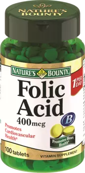 Фолиевая кислота, 400 мкг, 100 таблеток, Nature's Bounty