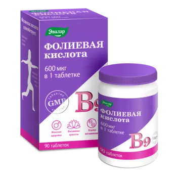 Фолиевая кислота с витаминами В12 и В6, 90 табл, Эвалар
