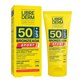 Гель cолнцезащитный для лица и тела Bronzeada Sport, SPF50, 50 мл, Librederm