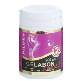 Gelabon plus для кошек (укрепляет связки и суставы профилактика заболеваний хрящевых поверхностей), 200 таблеток, POLIDEX