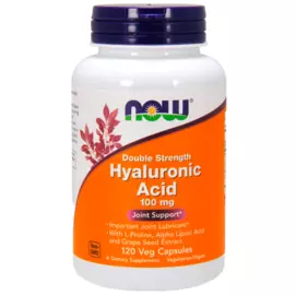 Гиалуроновая кислота двойной силы, 100 мг, 120 капсул, NOW