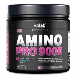 Гидролизат сывороточного и говяжьего протеина Amino PRO 9000, 300 таблеток, VPLab
