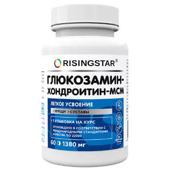 Глюкозамин-Хондроитин-МСМ, 60 таблеток, Risingstar