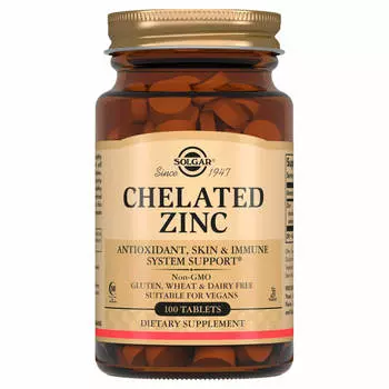 Хелат цинка, 100 таблеток, Solgar