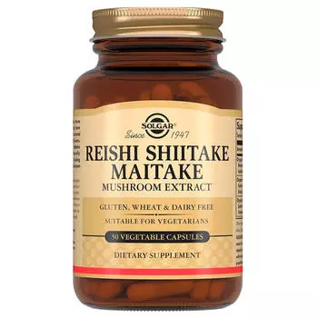 Экстракт грибов рейши, шиитаке, мейтаке, 50 капсул, Solgar