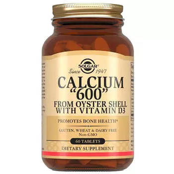 Кальций 600 из раковин устриц, 60 таблеток, Solgar