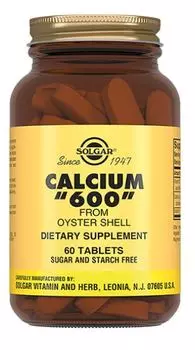 Кальций 600 из раковин устриц, 60 таблеток, Solgar