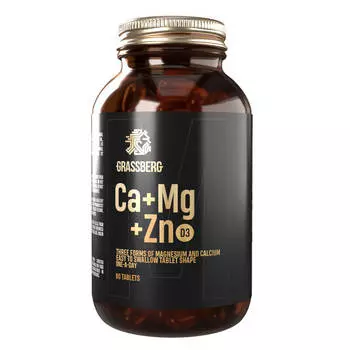 Кальций+Магний+Цинк+Д3, 60 таблеток, GRASSBERG