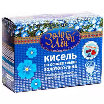 Кисель на льняной основе (ассорти), 7 пакетов по 15 гр, Золотой лён