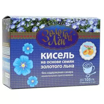 Кисель на льняной основе (персик), 7 пакетов по 15 гр, Золотой лён