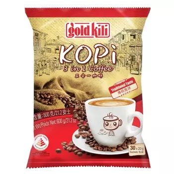 Кофе быстрорастворимый "Kопи" 3 в 1 порционный, пакет 600 г, Gold Kili.