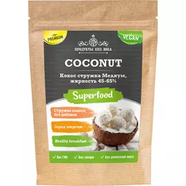 Кокосовая стружка медиум (45-65%), 100 гр, Продукты XXII века