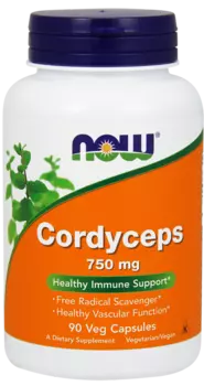 Кордицепс, 750 мг, 90 капсул, NOW