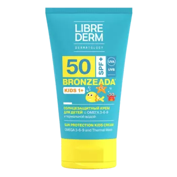 Крем детский солнцезащитный с Омега 3-6-9 и термальной водой Bronzeada SPF50+, 150 мл, Librederm