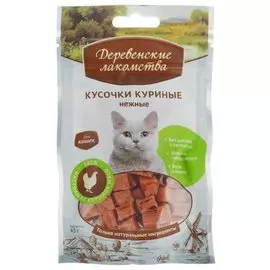 Кусочки куриные нежные для кошек, 45 г, Деревенские лакомства