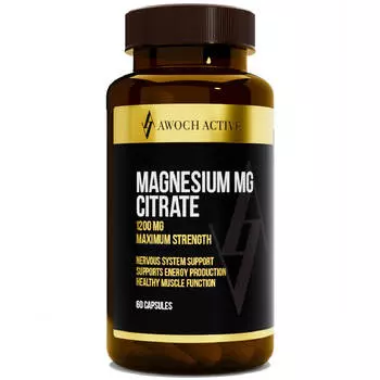 Магний цитрат, 600мг, 60 капсул, AWOCHACTIVE