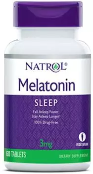 Мелатонин, 3 мг, 60 таблеток, Natrol