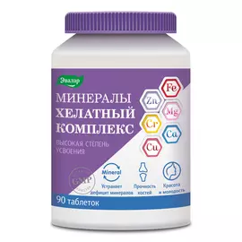 Минералы Хелатный комплекс, 90 таблеток, Эвалар