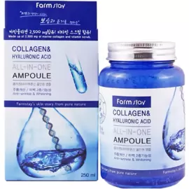 Многофункциональная ампульная сыворотка с гиалуроновой кислотой и коллагеном, 250 мл, FarmStay