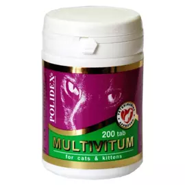 Multivitum plus для кошек сбалансированная витаминно-минеральная подкормка (профилактика авитоминоза), 200 таблеток, POLIDEX