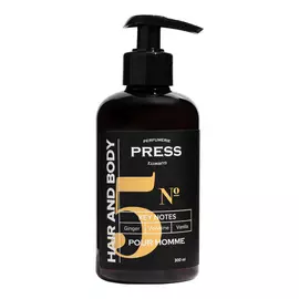 Мужской шампунь-гель 2 в 1 для волос и тела №5, 300 мл, Press Gurwitz