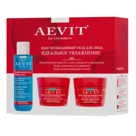 Набор Идеальное увлажнение+ ( Мицелярная вода, крем дневной, крем ночной), AEVIT, Librederm